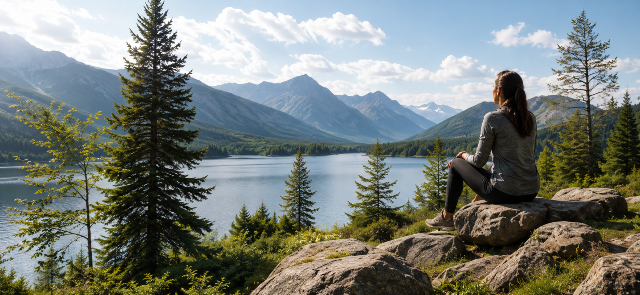 How to Reduce Stress Naturally (7 Proven Ways) 8 woman relaxing in nature by a lake to reduce stress naturally
